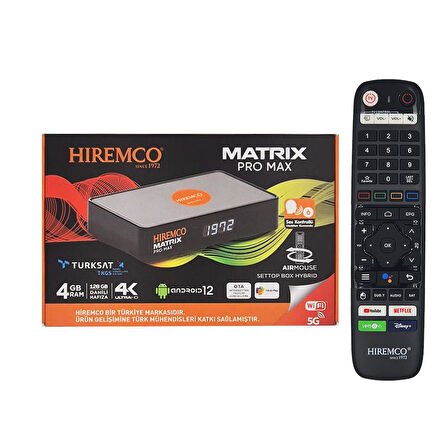Hiremco Matrix Pro Max 4K 128GB Android 12 Uydu Alıcısı