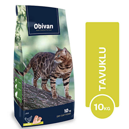 Obivan Adult Cat Tavuklu Kedi Maması 10 KG