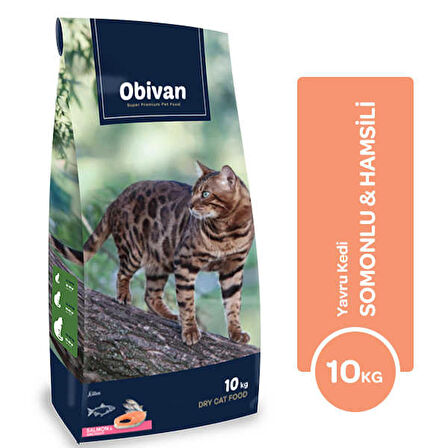 Obivan Somon ve Hamsili Yavru Kedi Maması 10 KG