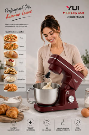 Yui M108 1300 W Easy Chef Stand Mikser 