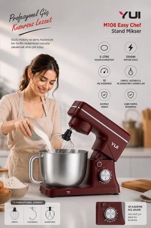 Yui M108 1300 W Easy Chef Stand Mikser 