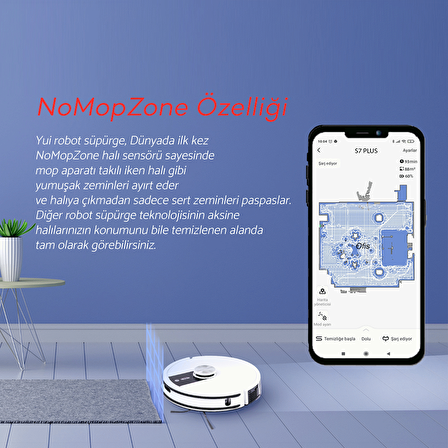 Yui S7 Plus Akıllı Çöp İstasyonlu Robot Vacuum & Mop Süpürge Siyah(YUI TÜRKİYE GARANTİLİ)