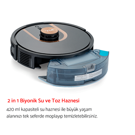 Yui S7 Plus Akıllı Çöp İstasyonlu Robot Vacuum & Mop Süpürge Siyah(YUI TÜRKİYE GARANTİLİ)