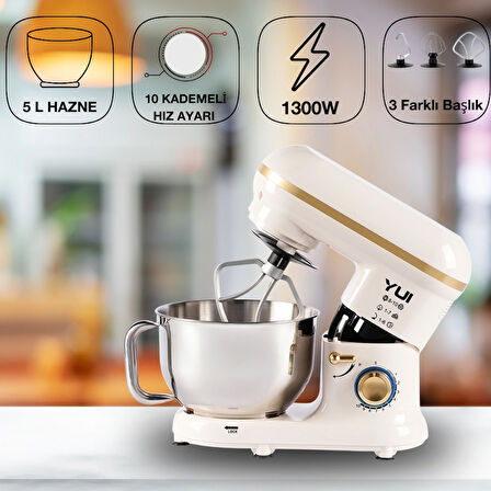 M108 Easy Chef Hamur Yoğurma Makinesi Stand Mikseri Krem Gold