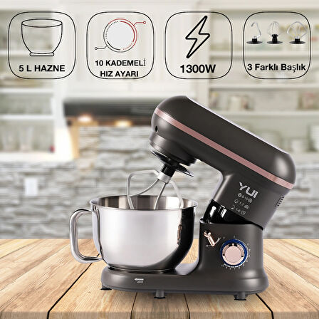 M108 Easy Chef Hamur Yoğurma Makinesi Stand Mikseri Gri Rose Gold