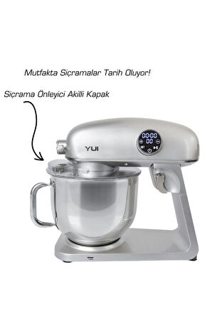 M218 Easy Chef Gümüş Stand Mikser 1800w Motor Gücü 8l Kapasite Dayanıklı Döküm Metal Gövde