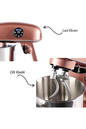 M218 Easy Chef Rose Stand Mikser 1800w Motor Gücü 8l Kapasite Dayanıklı Döküm Metal Gövde