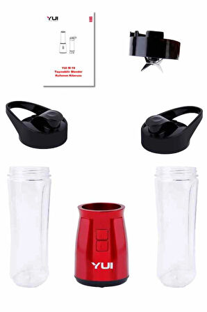 M19 500w Kişisel Smoothie Blender Kırmızı 1 Adet Yedek Şişe