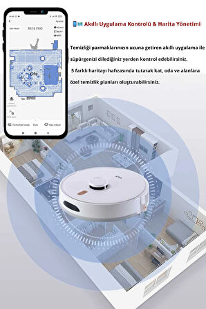 RS16 Pro Akıllı Robot Vacuum & Mop Süpürge Otomatik Toz Boşaltma Beyaz (YUI TÜRKİYE GARANTİLİ)