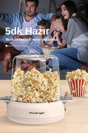Rowenger ROW-500 Mısır Patlatma Makinesi Yağsız Ve Sağlıklı Popcorn 100gr Kapasite
