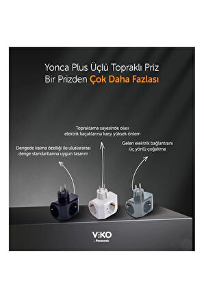 Yonca Plus 3'Lü Çocuk Korumalı Topraklı Fiş Priz Siyah