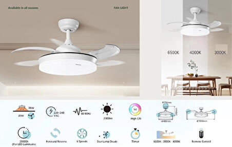 Panasonic Fan Light - Fanlı Tavan Lambası 30+36W