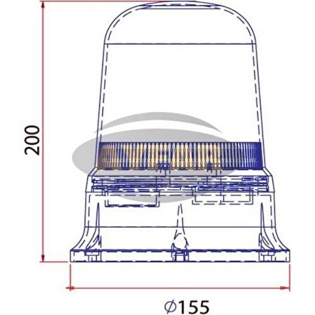 Trafik Döner İkaz Lambası Ledli 12/24V Sarı TR 503-8