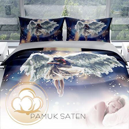 Cattleya Angela 3D Temalı Pamuk Saten Çift Kişilik Nevresim Takımı