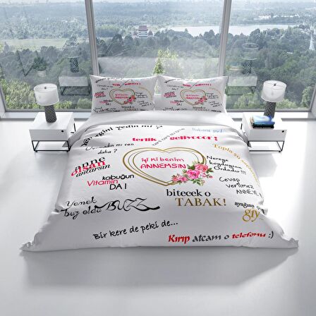 Cattleya Anneler Günü I 3D Temalı Pamuk Saten Çift Kişilik Nevresim Takımı