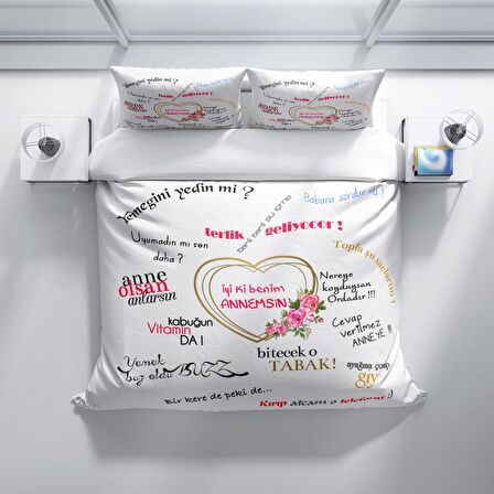 Cattleya Anneler Günü I 3D Temalı Pamuk Saten Çift Kişilik Nevresim Takımı