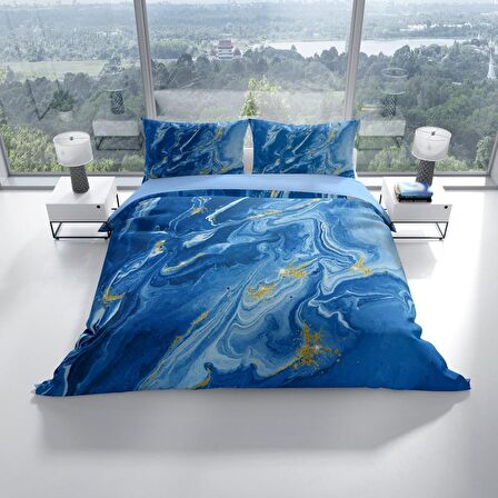 Cattleya Bluedream 3D Temalı Pamuk Saten Çift Kişilik Nevresim Takımı