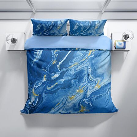 Cattleya Bluedream 3D Temalı Pamuk Saten Çift Kişilik Nevresim Takımı