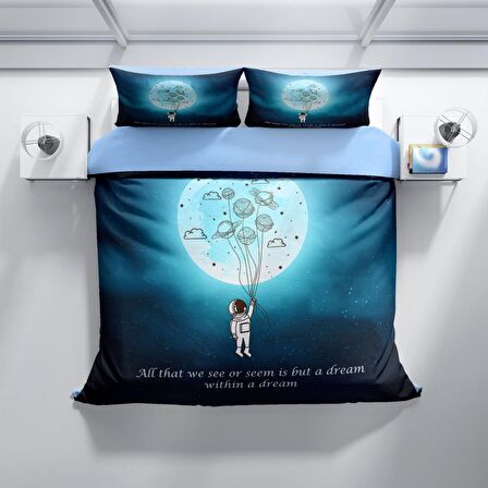 Cattleya Gece Mottom 3D Temalı Pamuk Saten Çift Kişilik Nevresim Takımı