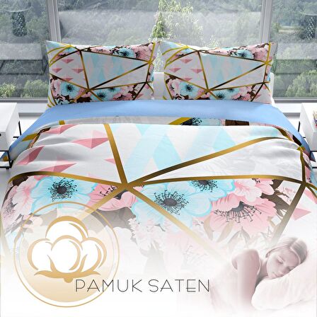 Cattleya Goldline 3D Temalı Pamuk Saten Çift Kişilik Nevresim Takımı