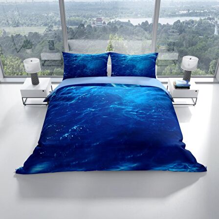 Cattleya Middle Sea 3D Temalı Pamuk Saten Çift Kişilik Nevresim Takımı