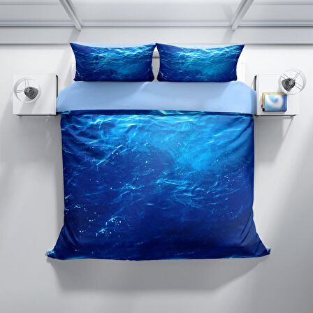 Cattleya Middle Sea 3D Temalı Pamuk Saten Çift Kişilik Nevresim Takımı