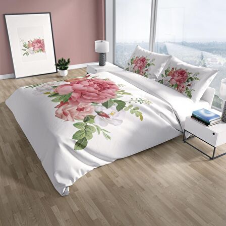 Cattleya New Floral 3D Temalı Pamuk Saten Çift Kişilik Nevresim Takımı