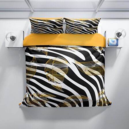 Cattleya Zebra Feather 3D Temalı Pamuk Saten Çift Kişilik Nevresim Takımı