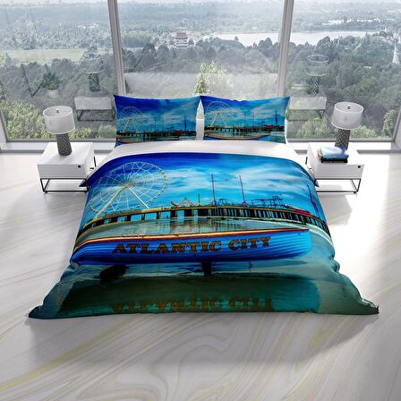 Cattleya Atlanta 3D Temalı Pamuk Saten Çift Kişilik Nevresim Takımı