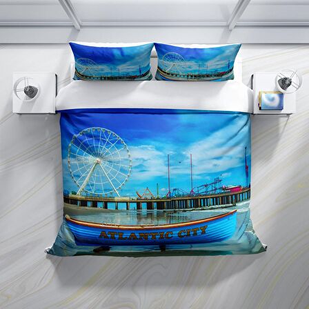 Cattleya Atlanta 3D Temalı Pamuk Saten Çift Kişilik Nevresim Takımı