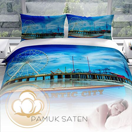 Cattleya Atlanta 3D Temalı Pamuk Saten Çift Kişilik Nevresim Takımı