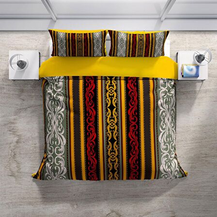 Cattleya Baroque 3D Temalı Pamuk Saten Çift Kişilik Nevresim Takımı
