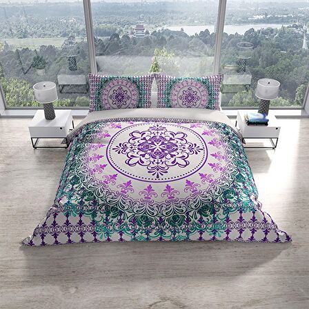 Cattleya Focus 3D Temalı Pamuk Saten Çift Kişilik Nevresim Takımı