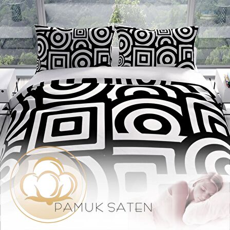 Cattleya Geomix 3D Temalı Pamuk Saten Çift Kişilik Nevresim Takımı