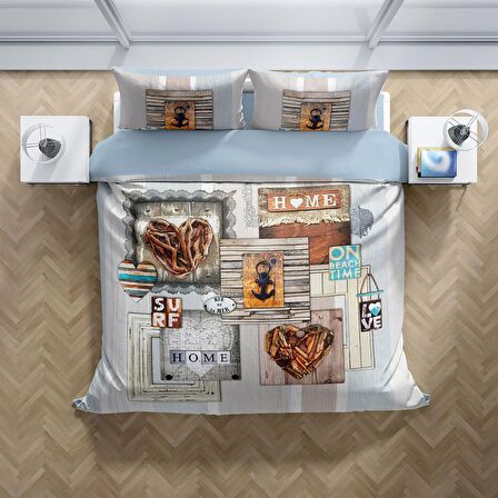 Cattleya La Mer 3D Temalı Pamuk Saten Çift Kişilik Nevresim Takımı