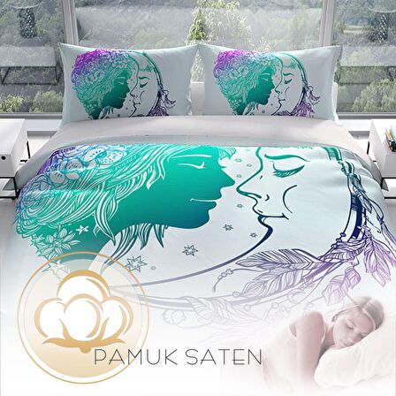 Cattleya Moon 3D Temalı Pamuk Saten Çift Kişilik Nevresim Takımı