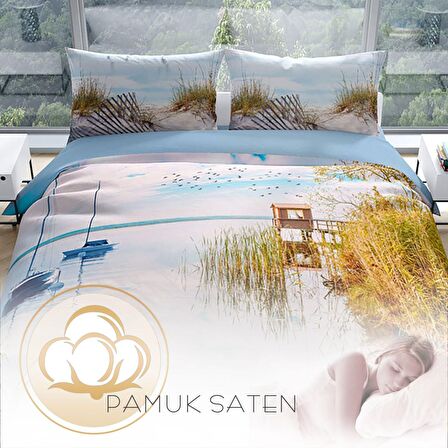 Cattleya Reeds 3D Temalı Pamuk Saten Çift Kişilik Nevresim Takımı