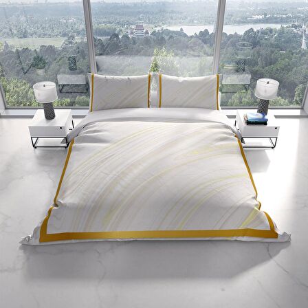 Cattleya White 3D Temalı Pamuk Saten Çift Kişilik Nevresim Takımı