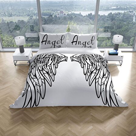 Cattleya Wing 3D Temalı Pamuk Saten Çift Kişilik Nevresim Takımı