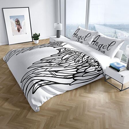 Cattleya Wing 3D Temalı Pamuk Saten Çift Kişilik Nevresim Takımı