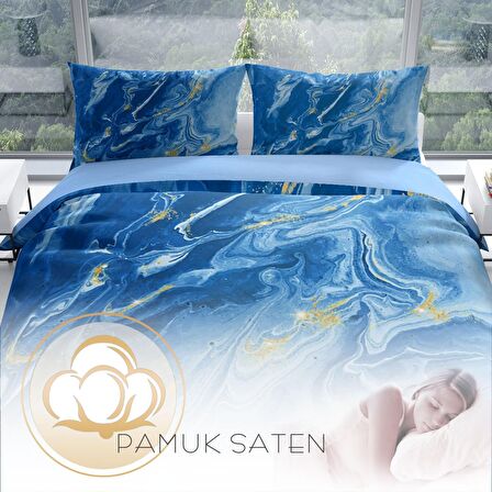 Monohome Perlasera Blue Dream 3D Temalı Pamuk Saten Çift Kişilik Nevresim Takımı