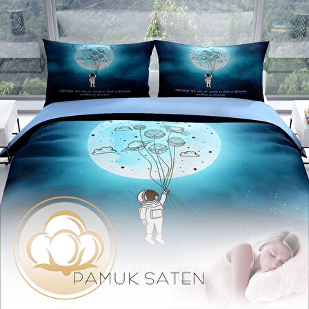 Monohome Perlasera Gece Mottom 3D Temalı Pamuk Saten Çift Kişilik Nevresim Takımı
