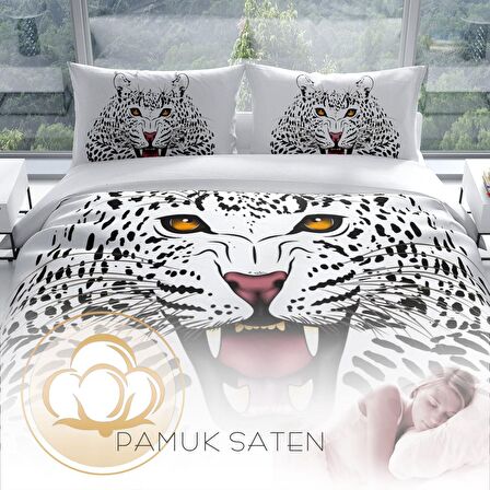 Monohome Perlasera Leopard 3D Temalı Pamuk Saten Çift Kişilik Nevresim Takımı
