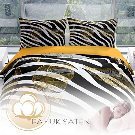 Monohome Perlasera Zebra Feather 3D Temalı Pamuk Saten Çift Kişilik Nevresim Takımı