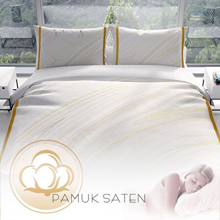 Monohome Perlasera White 3D Temalı Pamuk Saten Çift Kişilik Nevresim Takımı