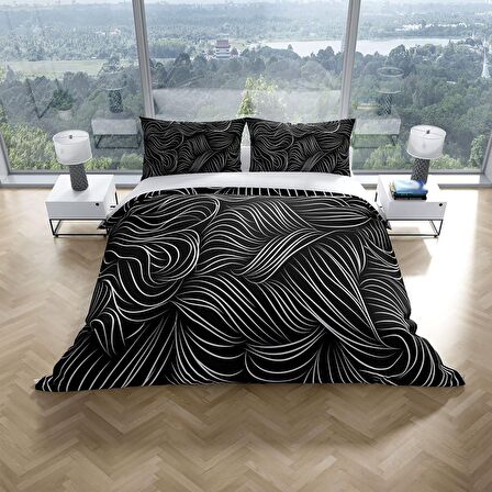 Monohome Perlasera Zebra 3D Temalı Pamuk Saten Çift Kişilik Nevresim Takımı