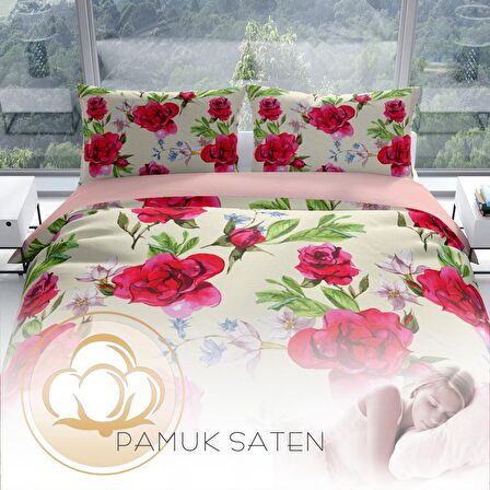 Cattleya Aqua 3D Temalı Pamuk Saten Çift Kişilik Nevresim Takımı