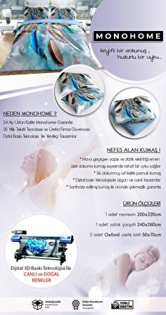 Cattleya Harmony 3D Temalı Pamuk Saten Çift Kişilik Nevresim Takımı