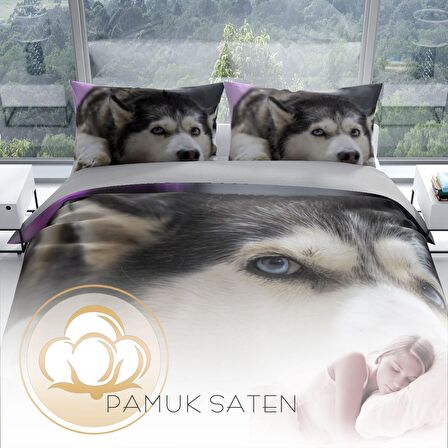 Cattleya Husky 3D Temalı Pamuk Saten Çift Kişilik Nevresim Takımı