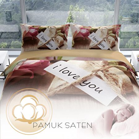 Cattleya Love 3D Temalı Pamuk Saten Çift Kişilik Nevresim Takımı